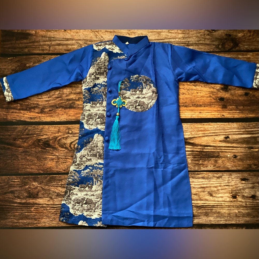 Blue Traditional Aodai with Tassel